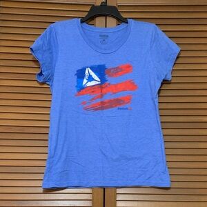 Reebok Patriotic American Flag Blue T-shirt Women’s XL